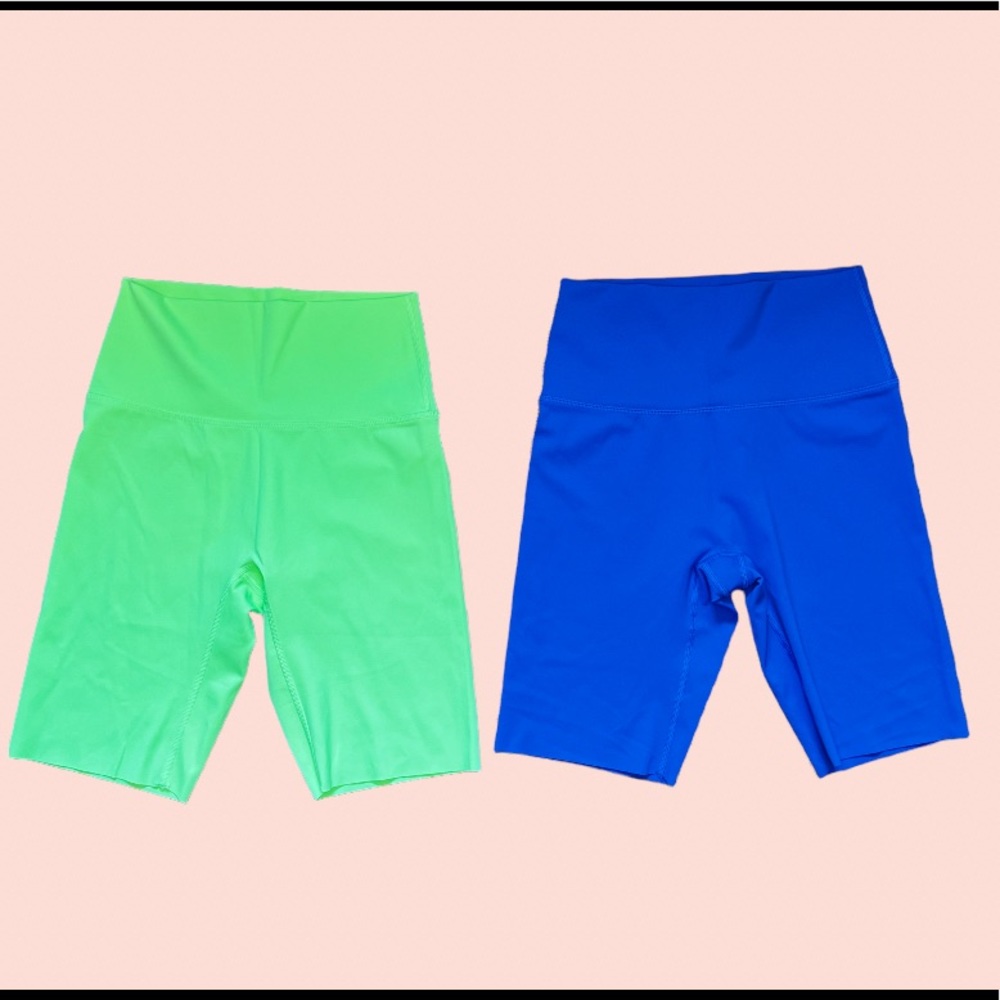 aerie Neon Green & Royal Blue Bike Shorts